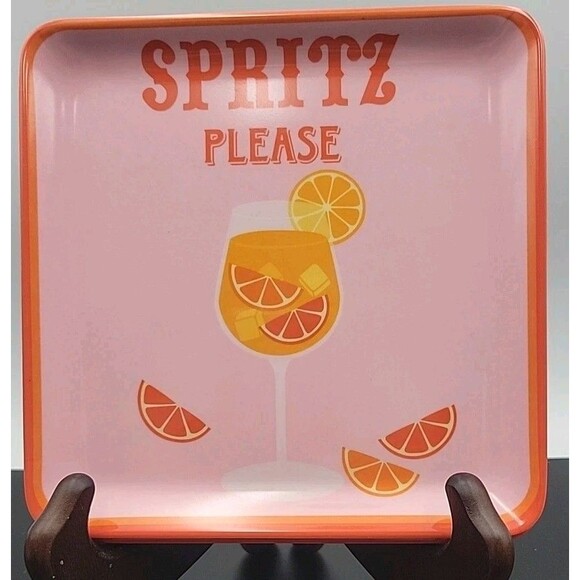 C&C California Home  4 Appetizer Plates SPRITZ PLEASE Square Melamine Cocktails - Picture 5 of 8